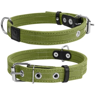 Collar, Zgarda caini dubla, 25mm latime, 41-53cm lungime, verde, 6137 foto