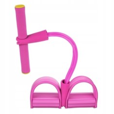 Banda elastica FOXMAG24, pentru fitness, cu pedale si maner, roz