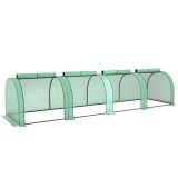 Outsunny Mini seră de grădină seră pentru roșii 4 x 1 x 0,80 m oțel PE anti-UV 4 uși cu fermoar rulante verde | Aosom Romania