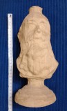 Bust din lemn 25 cm. cioplit manual batran cu barba