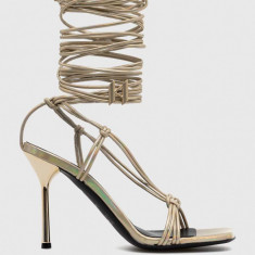 Karl Lagerfeld sandale de piele GALA culoarea auriu KL30904