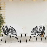 VidaXL Set scaune de grădină 3 buc Poly Rattan negru