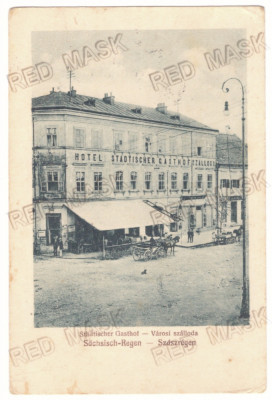 4009 - REGHIN, Mures, Hotel, Berarie, Romania - old postcard - used - 1918 foto