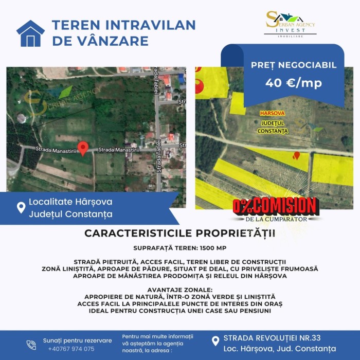 Oportunitate Teren Intravilan &ndash; 1500 mp &icirc;n H&acirc;rșova