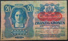 Bancnota istorica 20 COROANE - AUSTRO-UNGARIA (AUSTRIA), anul 1913 * cod 579 A foto