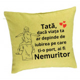 Perna Decorativacu Text pentru Tata 8, 40x40 cm, Verde, Husa Detasabila, Burduf