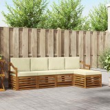 vidaXL Seturi de canapele 5 pcs Natural și Crem Lemn Solid de Acacia 3374665
