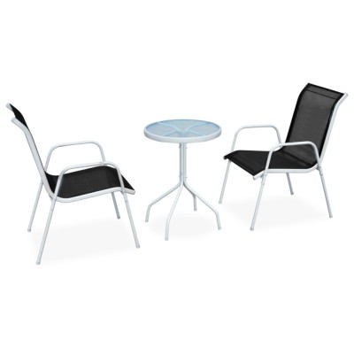 vidaXL Set mobilier bistro, 3 piese, negru, oțel foto