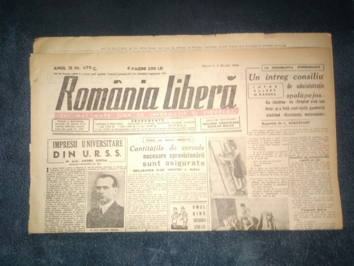 ZIAR ROMANIA LIBERA 2 MARTIE 1946