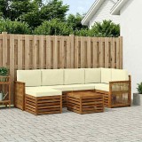 vidaXL Set canapea gradina modulare 6 piese lemn acacia natural crem