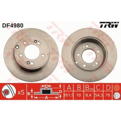 Set discuri frana Hyundai Grandeur (Hg), Grandeur (Tg), I45 6 Saloon (Yf), Ix35 (Lm, Sonata 5 (Nf); Kia Optima (Fsgds6b), punte spate, 284x10, plin, foto