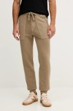 Aeronautica Militare pantaloni de trening din bumbac culoarea bej, uni, PF1003UF00665