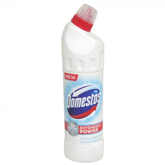 Dezinfectant pentru Toaleta Domestos White, 750 ml, Parfum Fresh Marin, Detartrant Lichid, Dezinfectant Lichid pentru Baie, Dezinfectant pentru WC, So