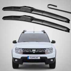 Set 2 Ștergătoare Parbriz Hibrid Dedicate Dacia Duster 1 (2010-2016), Prindere Hook (C&acirc;rlig)