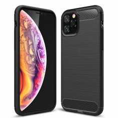 Husa Back Case Carbon din Silicon compatibila cu iPhone 11 Pro - Negru foto