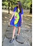 Cumpara ieftin Rochie Scurta A Neon Multicolor XS-M, Bust 100cm, 90cm Lungime, Poliester Elastan, Fabricata in Italia