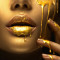 Fototapet de perete autoadeziv si lavabil Portrait femeie, make-up gold, 250 x 150 cm