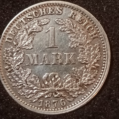 1 Mark 1876 J,stare aUNC,argint (aproape impecabila). VOUCHER 40 LEI (descriere)