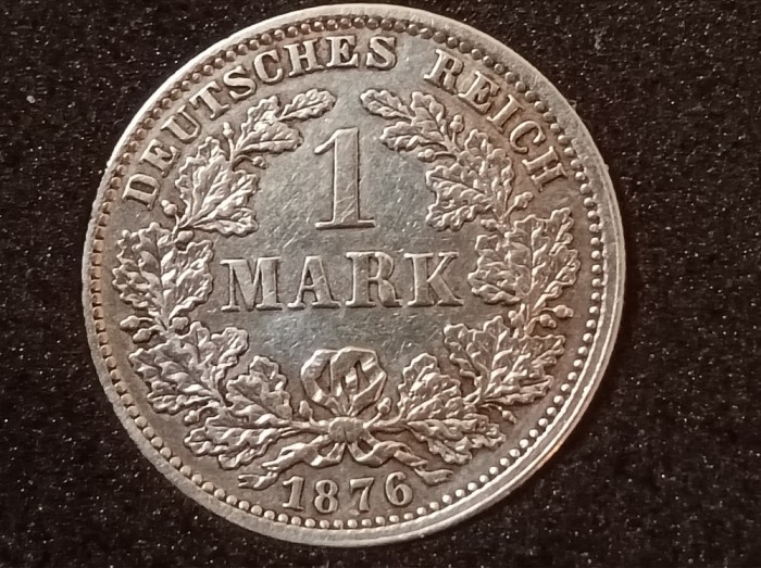 1 Mark 1876 J,stare aUNC,argint (aproape impecabila). VOUCHER 40 LEI (descriere)