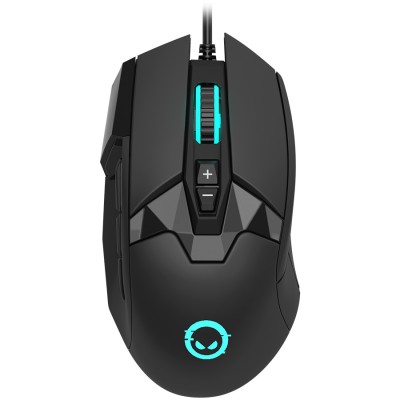 LORGAR Stricter 579, gaming mouse, 9 programmable buttons, Pixart PMW3336 sensor, 2 switches, built-in display, 1.8m, RGB &amp;quot;LRG-GMS579&amp;quot; (timbru verde 0 foto