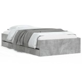 Cumpara ieftin Cadru de pat cu sertare, gri beton, 90x200 cm, lemn prelucrat