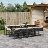 Gossi set mobilier de exterior cu perne, 11 piese, negru, poliratan