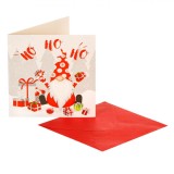 Felicitare Craciun Mos Craciun Gnome, Glitter, Plic Inclus, Alb/Rosu, 9.5x9.5cm, Oem