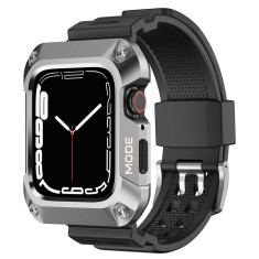 [Pachet] Husa + curea Apple Watch 4 44mm Lito Metal RuggedArmor, argintiu, LS002 foto
