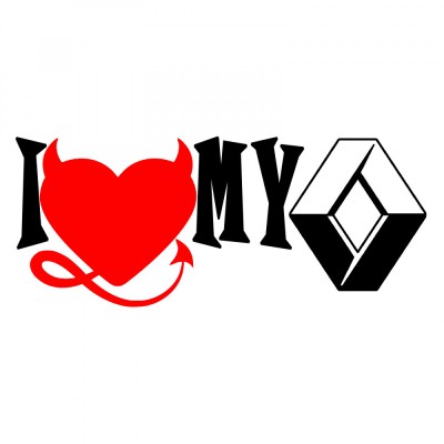 Sticker Auto , zI Love My Renault, , Autocolant Personalizat cu Mesaj Pentru Proprietari Renault foto