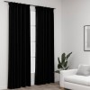 Perdele opace aspect p&acirc;nză, c&acirc;rlige, 2 buc., negru, 140x245 cm