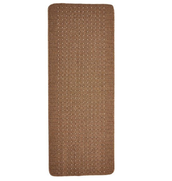 Traversa Festonata Surfilata Premium, Greceasca, Model Stanford Chestnut Sugar, Tesatura Plata, Latime 0.67m, Marime 67 x 200 cm, Maro, Antiderapant,