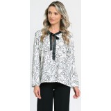 Bluza Dama cu Funda Subtire, Alb-Negru cu Imprimeu - XL