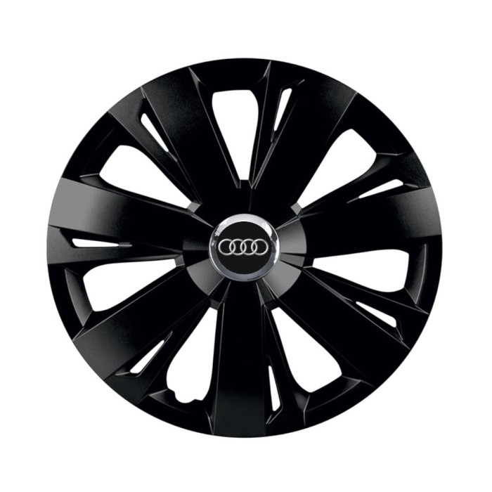 Set 4 capace roti Negre Cu Inel Cromat Energy R16 pentru gama auto Audi