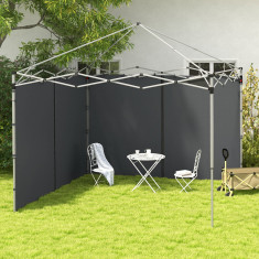 Outsunny Panouri Laterale pentru Foisor cu Usi cu Fermoar, pentru Foisoare Pliabile de 3x3(m) sau 3x6m, Gri Inchis