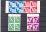 ROMANIA 1957 LP 429 CAMPIONATELE EUROPENE DE GIMNASTICA BLOCURI DE 4 MNH, Sport, Nestampilat