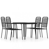 Set de servit masa pentru gradina, 5 piese, negru