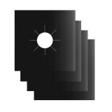 Set 4 Folii Protectie din Teflon Runimex&reg;, pentru Aragaz/Plita, Reutilizabile, 27 x 27 cm, Negru