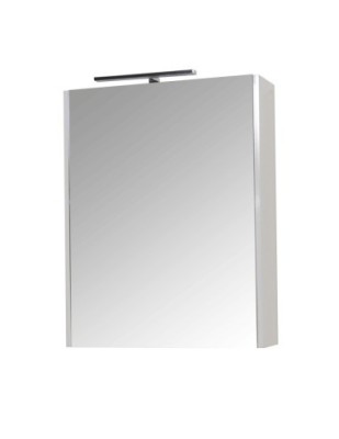 Dulap baie cu oglinda GN5011, MDF, iluminare led, 60 cm, usa, 3 rafturi, soft close, alb foto
