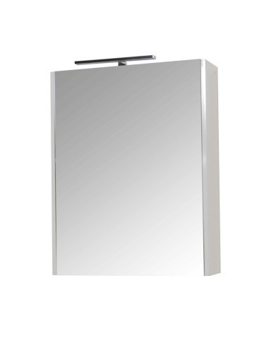 Dulap baie cu oglinda GN5011, MDF, iluminare led, 60 cm, usa, 3 rafturi, soft close, alb