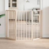 Cumpara ieftin Poartă pentru c&acirc;ini pliabilă, 3 panouri, 150 cm, lemn de plop