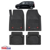 Covorase Auto TeamCar&reg; Tip Tavita Compatibile Peugeot Partner/Rifter (2018-2024) Negru Material Rezistent, Cauciuc