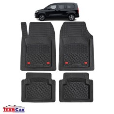 Covorase Auto TeamCar&reg; Tip Tavita Compatibile Peugeot Partner/Rifter (2018-2024) Negru Material Rezistent