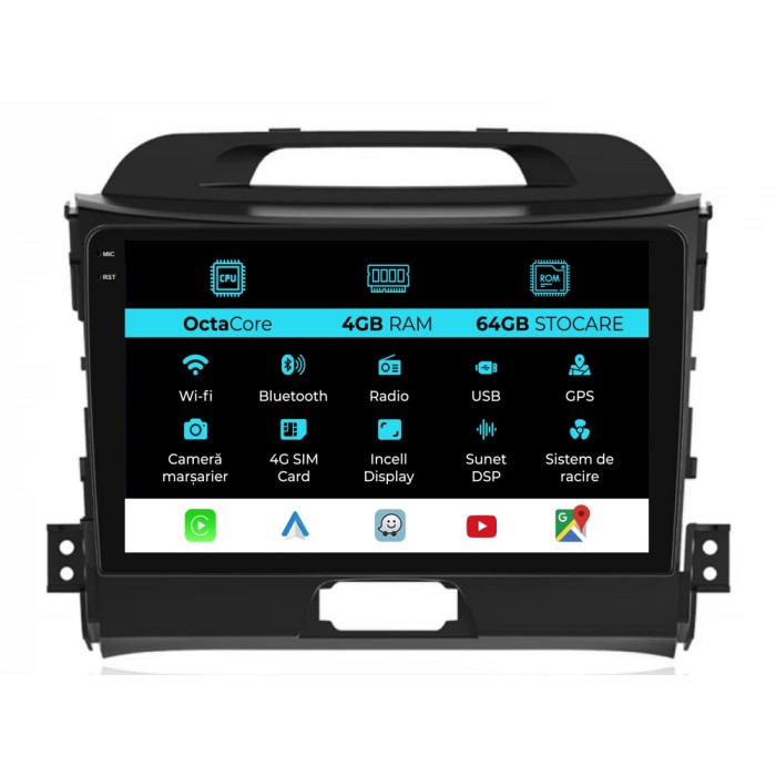 Navigatie Dedicata Kia Sportage (2010-2016), 9Inch, 4Gb Ram, 64Gb Stocare, Carplay