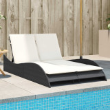 vidaXL Șezlong cu perne, negru, 114x205x73 cm, poliratan