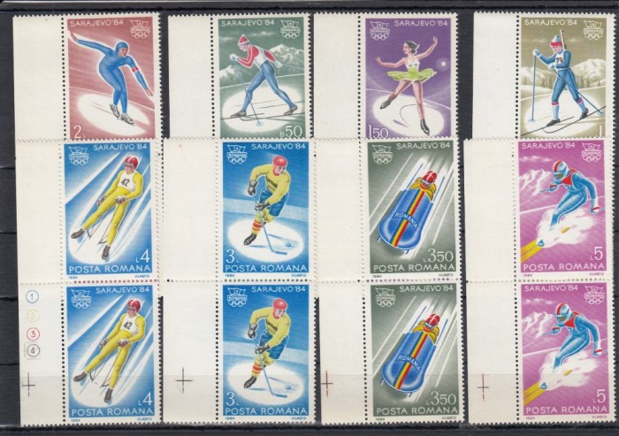 ROMANIA 1983 LP 1091 J. O. DE IARNA SARAJEVO PERECHE SERII MNH