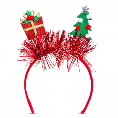 Bentiță de Crăciun - roșu - cadou, brad - 20 cm foto