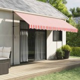 VidaXL P&acirc;nză copertină de rezervă, dungi roșii și albe, 4x3 m
