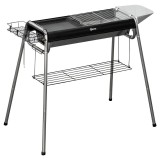 Gratar gradina/camping cu carbuni, portabil, grill dreptunghiular, cu rafturi, structura inox, 96x61x72 cm, ART