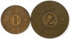 SUEDIA lot / set : 1 + 2 ORE 1967 [2] km 820 + 821, Europa, Cupru (arama)