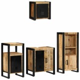 Cumpara ieftin Set de mobilier pentru baie 4 buc. Maro si negru
